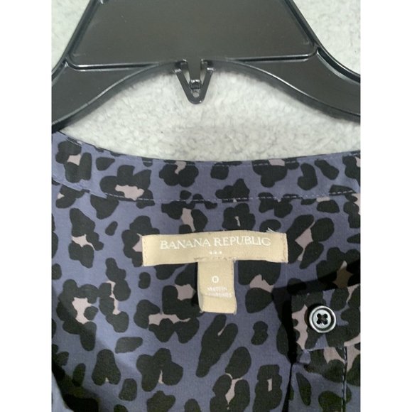 Banana Republic Dress Black Animal Print Dress Long‎ Sleeve Knee Length Size 0 - Picture 6 of 9